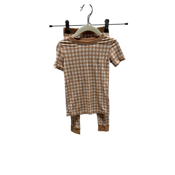 Scoots Tan Gingham Bamboo Blend Pajama Set Toddler Size 2T - Picture 1 of 11